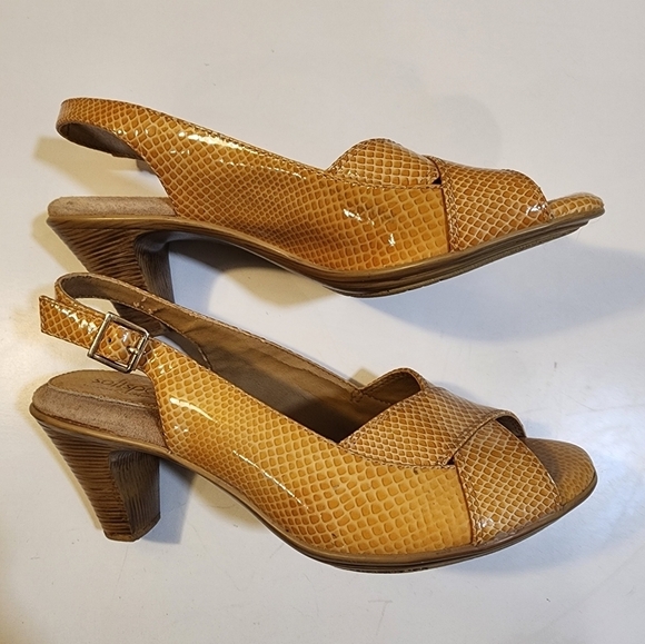 Softspots Yellow Leather Upper Slingback low heels open toe shoes  8.5W - Picture 12 of 14